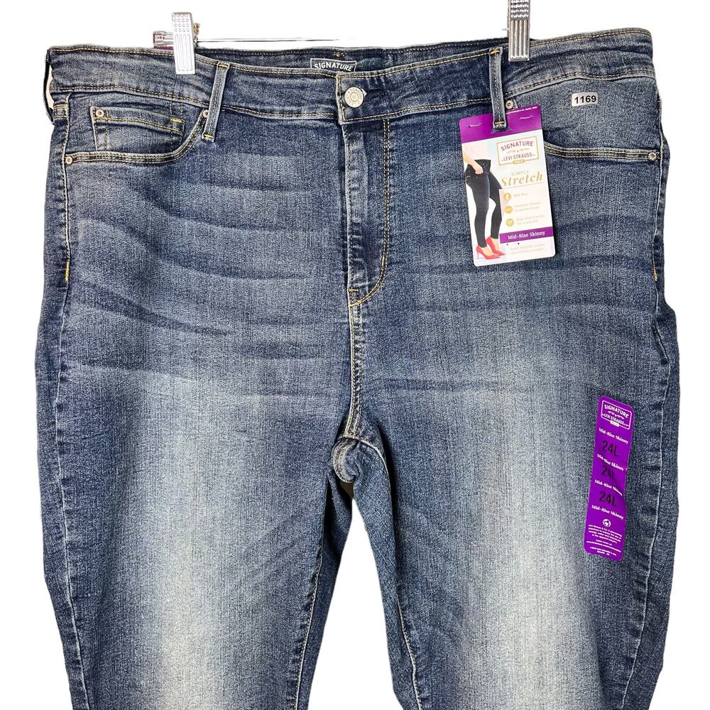 Signature Levi's Strauss Womens Blue Mid Rise Skinny Denim Skinny Jeans 24 L - Picture 3 of 7